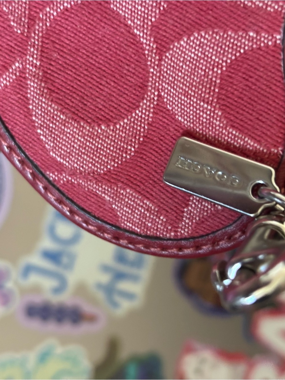 COACH Red Denim Heart Charm Coin Purse - Picture 4 of 8